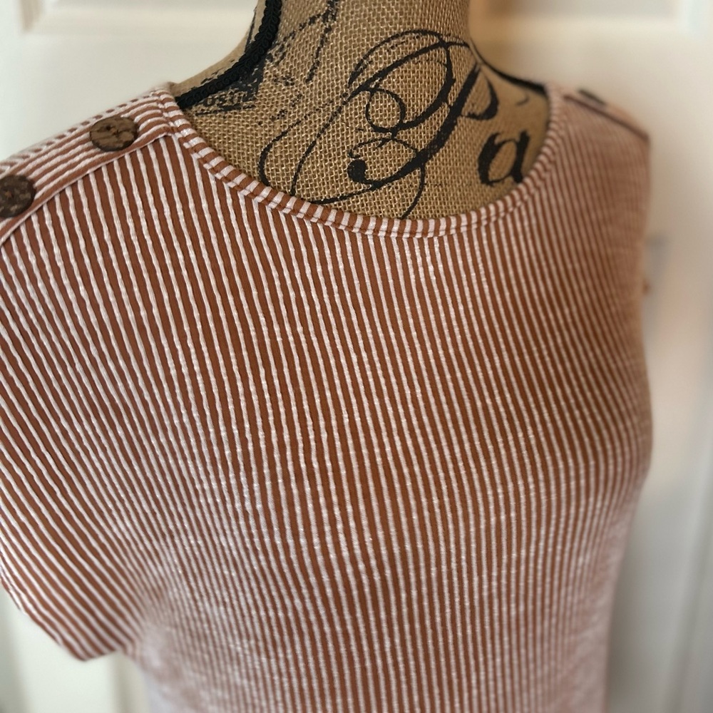 Final Price Clearances Grand Ave Design Burgundy Soft Striped Tunic Top 1X - Picture 7 of 16